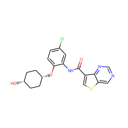 O=C(Nc1cc(Cl)ccc1O[C@H]1CC[C@@H](O)CC1)c1csc2cncnc12 ZINC000113654408