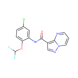 O=C(Nc1cc(Cl)ccc1OC(F)F)c1cnn2cccnc12 ZINC000113653043