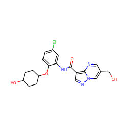 O=C(Nc1cc(Cl)ccc1OC1CCC(O)CC1)c1cnn2cc(CO)cnc12 ZINC000113654377