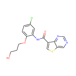 O=C(Nc1cc(Cl)ccc1OCCCO)c1csc2cncnc12 ZINC000113652058