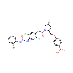 O=C(Nc1cc(F)c(CC(=O)N2C[C@@H](F)C[C@H]2COc2ccc(C(=O)O)cc2)cc1Cl)Nc1ccccc1Br ZINC000049902717