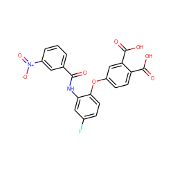 O=C(Nc1cc(F)ccc1Oc1ccc(C(=O)O)c(C(=O)O)c1)c1cccc([N+](=O)[O-])c1 ZINC000013580648