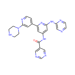 O=C(Nc1cc(Nc2cnccn2)nc(-c2ccnc(N3CCNCC3)c2)c1)c1cncnc1 ZINC000084729611