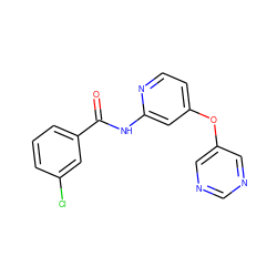 O=C(Nc1cc(Oc2cncnc2)ccn1)c1cccc(Cl)c1 ZINC000096175671