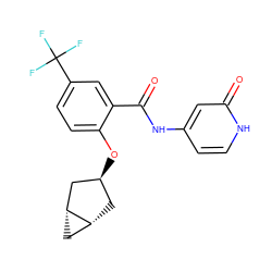 O=C(Nc1cc[nH]c(=O)c1)c1cc(C(F)(F)F)ccc1O[C@H]1C[C@@H]2C[C@@H]2C1 ZINC000261186293