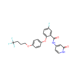 O=C(Nc1cc[nH]c(=O)c1)c1cc(F)ccc1Oc1ccc(OCCCC(F)(F)F)cc1 ZINC000143162710