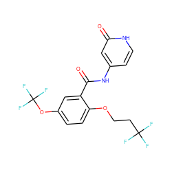 O=C(Nc1cc[nH]c(=O)c1)c1cc(OC(F)(F)F)ccc1OCCC(F)(F)F ZINC000143172623