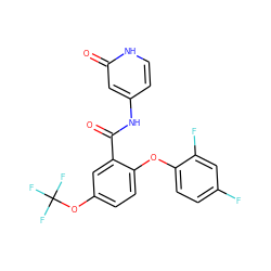 O=C(Nc1cc[nH]c(=O)c1)c1cc(OC(F)(F)F)ccc1Oc1ccc(F)cc1F ZINC000143164491