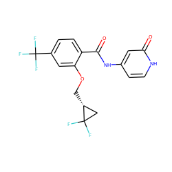 O=C(Nc1cc[nH]c(=O)c1)c1ccc(C(F)(F)F)cc1OC[C@@H]1CC1(F)F ZINC000143215991