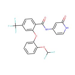 O=C(Nc1cc[nH]c(=O)c1)c1ccc(C(F)(F)F)cc1Oc1ccccc1OC(F)F ZINC000143247165