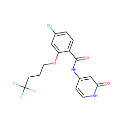 O=C(Nc1cc[nH]c(=O)c1)c1ccc(Cl)cc1OCCCC(F)(F)F ZINC000143159948