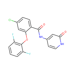 O=C(Nc1cc[nH]c(=O)c1)c1ccc(Cl)cc1Oc1c(F)cccc1F ZINC000143199477