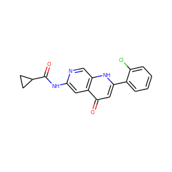 O=C(Nc1cc2c(=O)cc(-c3ccccc3Cl)[nH]c2cn1)C1CC1 ZINC000169700093