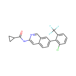 O=C(Nc1cc2ccc(-c3c(Cl)cccc3C(F)(F)F)cc2cn1)C1CC1 ZINC000169700110