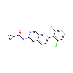 O=C(Nc1cc2ccc(-c3c(Cl)cccc3Cl)nc2cn1)C1CC1 ZINC000169700088