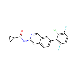 O=C(Nc1cc2ccc(-c3c(F)ccc(F)c3Cl)cc2cn1)C1CC1 ZINC000169700099