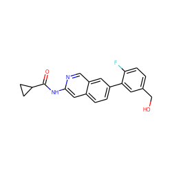 O=C(Nc1cc2ccc(-c3cc(CO)ccc3F)cc2cn1)C1CC1 ZINC000144304595