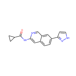 O=C(Nc1cc2ccc(-c3cc[nH]n3)cc2cn1)C1CC1 ZINC000169699953