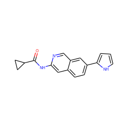 O=C(Nc1cc2ccc(-c3ccc[nH]3)cc2cn1)C1CC1 ZINC000169699968