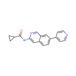 O=C(Nc1cc2ccc(-c3ccncc3)cc2cn1)C1CC1 ZINC000169700107