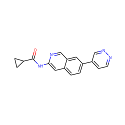 O=C(Nc1cc2ccc(-c3ccnnc3)cc2cn1)C1CC1 ZINC000144285949