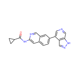 O=C(Nc1cc2ccc(-c3cncc4[nH]ncc34)cc2cn1)C1CC1 ZINC000144440447