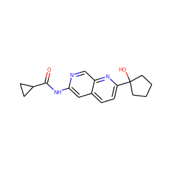 O=C(Nc1cc2ccc(C3(O)CCCC3)nc2cn1)C1CC1 ZINC000169700094