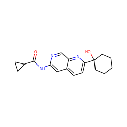 O=C(Nc1cc2ccc(C3(O)CCCCC3)nc2cn1)C1CC1 ZINC000144291902