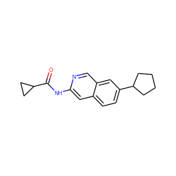 O=C(Nc1cc2ccc(C3CCCC3)cc2cn1)C1CC1 ZINC000169699934