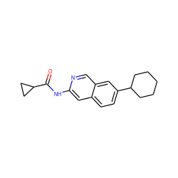 O=C(Nc1cc2ccc(C3CCCCC3)cc2cn1)C1CC1 ZINC000169699932