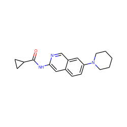 O=C(Nc1cc2ccc(N3CCCCC3)cc2cn1)C1CC1 ZINC000169699914