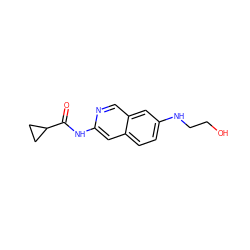 O=C(Nc1cc2ccc(NCCO)cc2cn1)C1CC1 ZINC000169700043