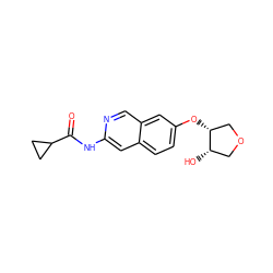 O=C(Nc1cc2ccc(O[C@@H]3COC[C@@H]3O)cc2cn1)C1CC1 ZINC000144275925