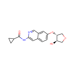 O=C(Nc1cc2ccc(O[C@@H]3COC[C@H]3O)cc2cn1)C1CC1 ZINC000144275731