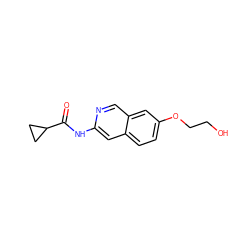 O=C(Nc1cc2ccc(OCCO)cc2cn1)C1CC1 ZINC000144370334