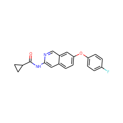 O=C(Nc1cc2ccc(Oc3ccc(F)cc3)cc2cn1)C1CC1 ZINC000169699984