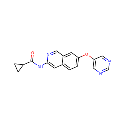 O=C(Nc1cc2ccc(Oc3cncnc3)cc2cn1)C1CC1 ZINC000169699992