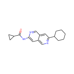 O=C(Nc1cc2cnc(C3CCCCC3)cc2cn1)C1CC1 ZINC000169700074