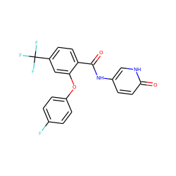 O=C(Nc1ccc(=O)[nH]c1)c1ccc(C(F)(F)F)cc1Oc1ccc(F)cc1 ZINC000223852794