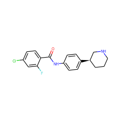 O=C(Nc1ccc([C@@H]2CCCNC2)cc1)c1ccc(Cl)cc1F ZINC000117721434