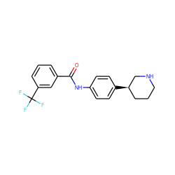 O=C(Nc1ccc([C@@H]2CCCNC2)cc1)c1cccc(C(F)(F)F)c1 ZINC000117721265