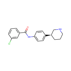 O=C(Nc1ccc([C@@H]2CCCNC2)cc1)c1cccc(Cl)c1 ZINC000117715052