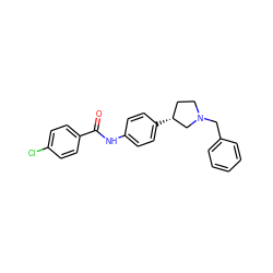 O=C(Nc1ccc([C@@H]2CCN(Cc3ccccc3)C2)cc1)c1ccc(Cl)cc1 ZINC000117744934