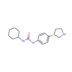 O=C(Nc1ccc([C@@H]2CCNC2)cc1)NC1CCCCC1 ZINC000117737594