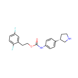 O=C(Nc1ccc([C@@H]2CCNC2)cc1)OCCc1cc(F)ccc1F ZINC000117722211