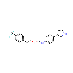 O=C(Nc1ccc([C@@H]2CCNC2)cc1)OCCc1ccc(C(F)(F)F)cc1 ZINC000072316891