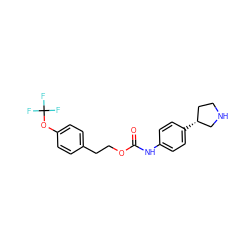 O=C(Nc1ccc([C@@H]2CCNC2)cc1)OCCc1ccc(OC(F)(F)F)cc1 ZINC000072316893