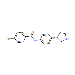 O=C(Nc1ccc([C@@H]2CCNC2)cc1)c1ccc(Br)cn1 ZINC000117725592