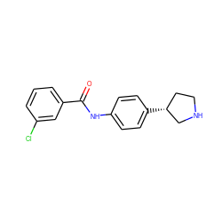 O=C(Nc1ccc([C@@H]2CCNC2)cc1)c1cccc(Cl)c1 ZINC000117726054