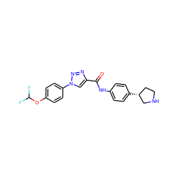 O=C(Nc1ccc([C@@H]2CCNC2)cc1)c1cn(-c2ccc(OC(F)F)cc2)nn1 ZINC000146985218